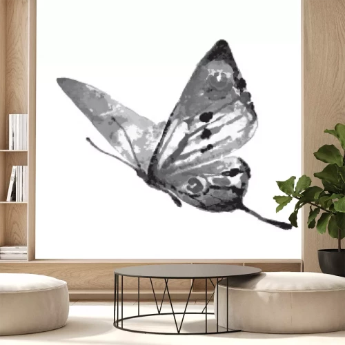 Sticker Schwarz-weißes Muster mit Schmetterling