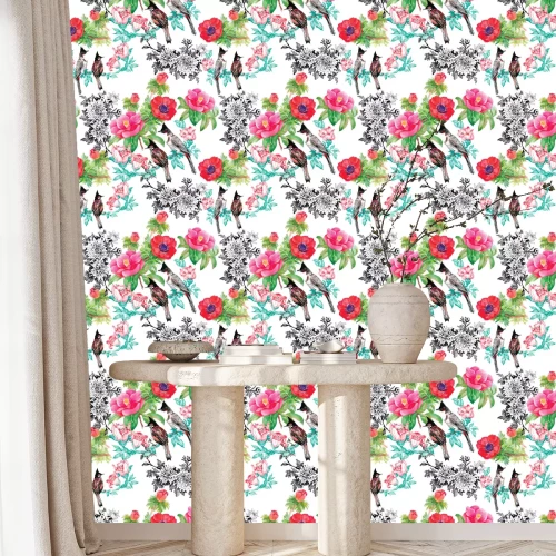 Tapete Himmlisches Muster mit Vögeln