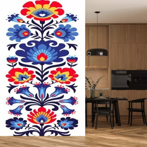 Sticker Papierschnitt der polnischen Volksblumen