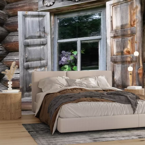 Fototapete Fenster mit fensterläden aus holz