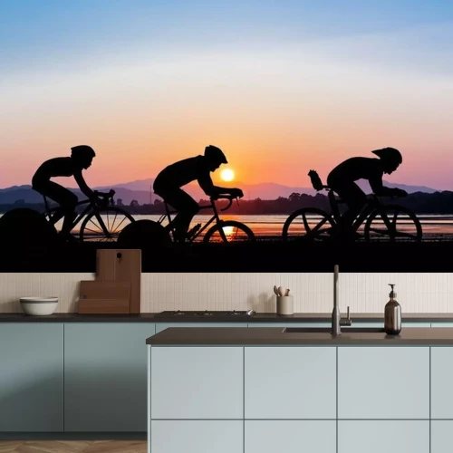 Sticker Radfahren auf der Dämmerung der Zeit