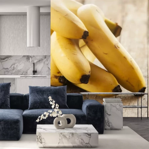 Sticker Nahaufnahme von auf einem Tisch liegenden Bananen