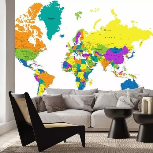 Fototapete Eine Karte mit bunten Ländern