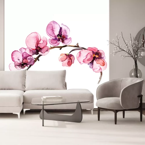 Sticker Aquarell Orchideenblüten auf einem Zweig