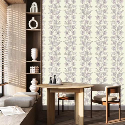 Tapete Orchideen im ornamentalen Stil