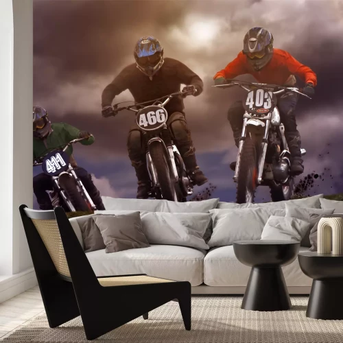 Fototapete 3D-Motorräder im Rennen