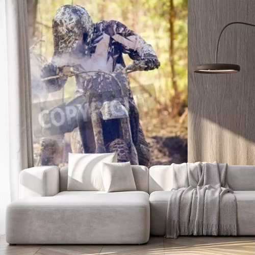 Fototapete Schlamm auf einem Geländemotorrad