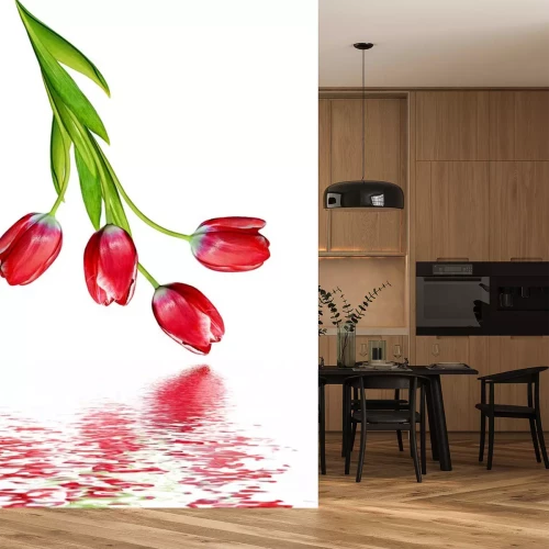 Sticker Rote Tulpen über Wasser