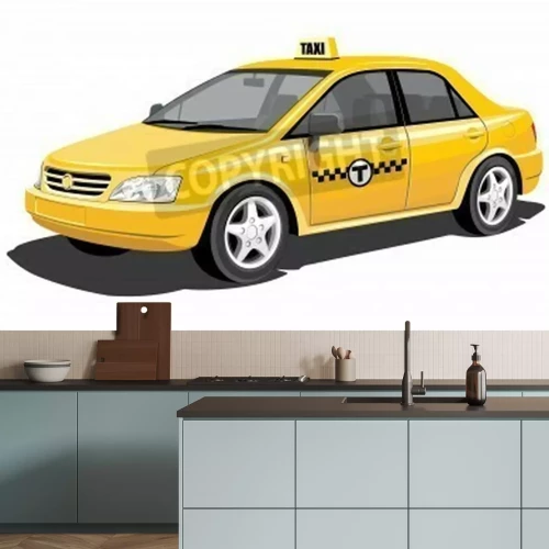 Fototapete Gelbes Taxi wie gemalt