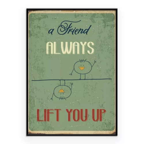 Poster Retro-Schild mit Vögeln und einer Inschrift über Freundschaft