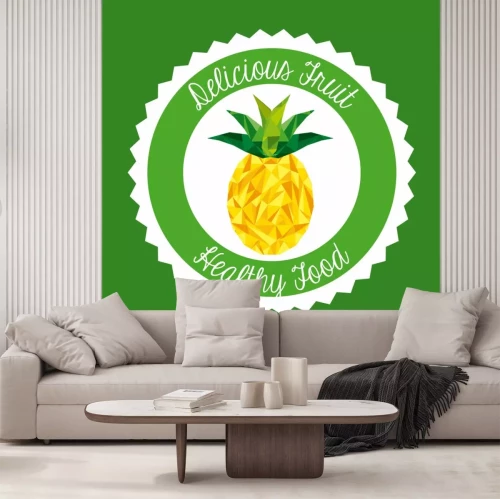 Sticker Ananas mit Aufschriften weiß-grüner Hintergrund