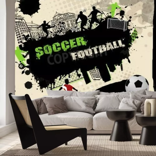 Fototapete Fußball mit Symbolen