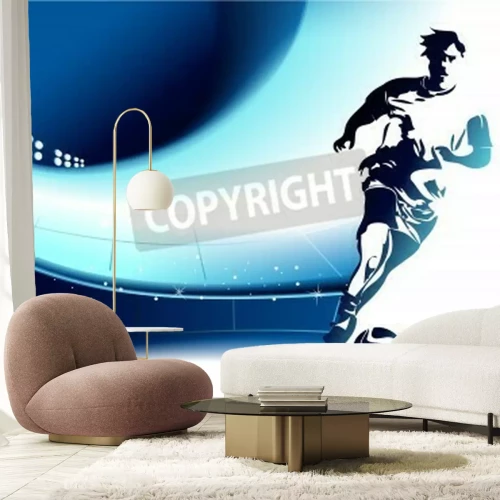 Fototapete Moderner Hintergrund mit Silhouette eines Fußballspielers