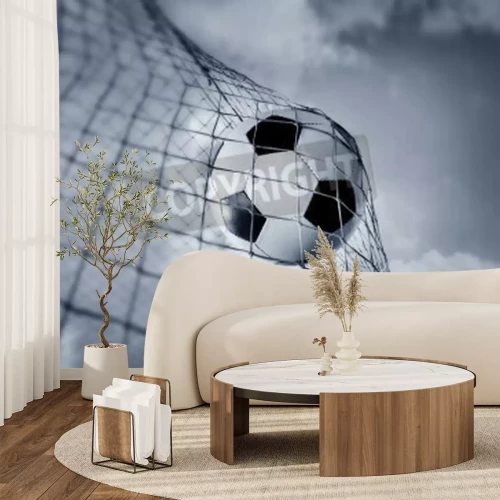 Fototapete Ball im Tor bei Dämmerung