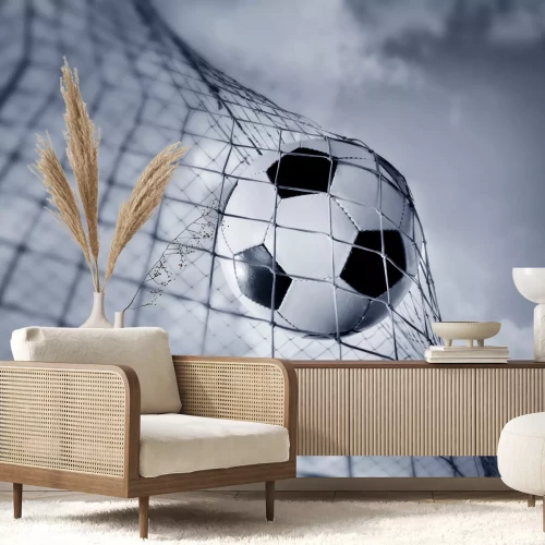 Fototapete Ball im Tor bei Dämmerung