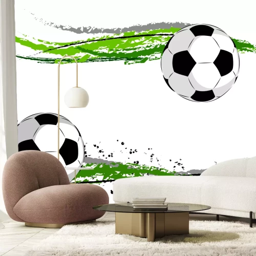 Fototapete Zwei Bälle auf grünen Streifen