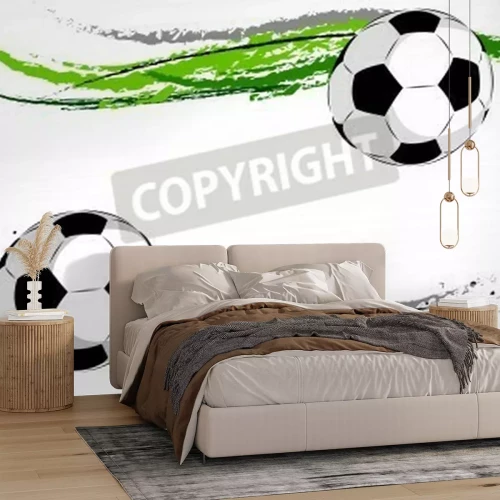 Fototapete Zwei Bälle auf grünen Streifen