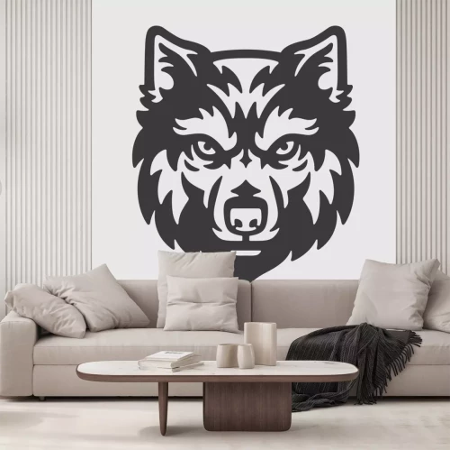 Sticker Wolf mit bedrohlichem Blick Grafik