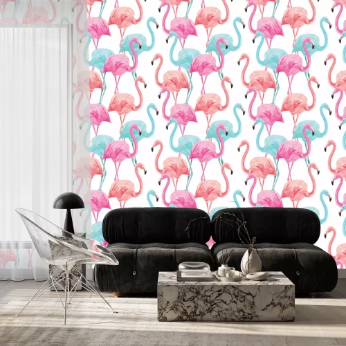 Tapete 3D-Vögel in Pastelltönen