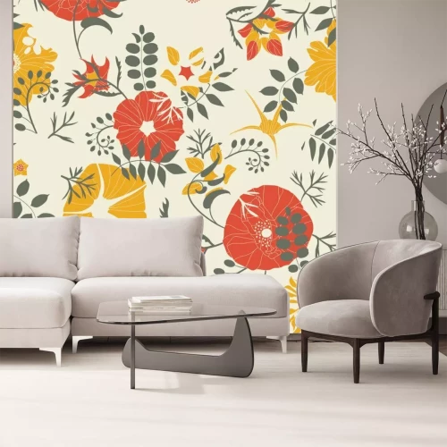 Fototapete Ein Mohnblumen-Ornament in Herbstfarben