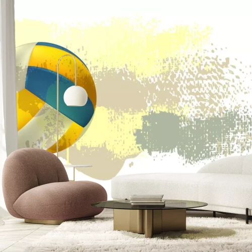 Sticker Volleyball-Banner Alle Elemente sind in separaten Ebenen und gruppiert