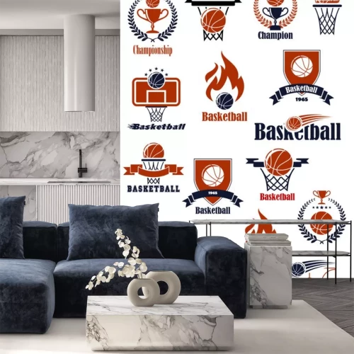 Sticker Basketball-Aufkleber mit Sport heraldischen Elemente