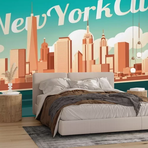 Fototapete Retro-Grafiken mit Wolkenkratzern