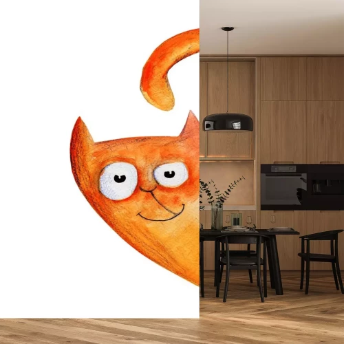 Sticker Katze für Kinder mit einem breiten Lächeln Aquarell