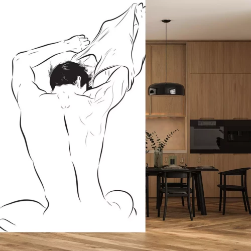 Sticker Ein Mann zieht sein Hemd aus