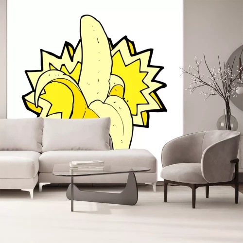 Sticker Banane Cartoon-Illustration auf weißem Hintergrund
