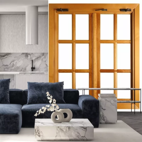 Fototapete Fenster mit holzrahmen