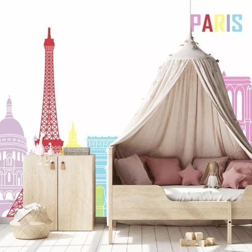 Fototapete Die berühmtesten Gebäude von Paris in einer grafischen Aufnahme