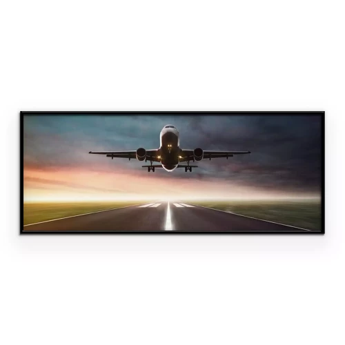 Poster Ein Flugzeug landet auf der Landebahn