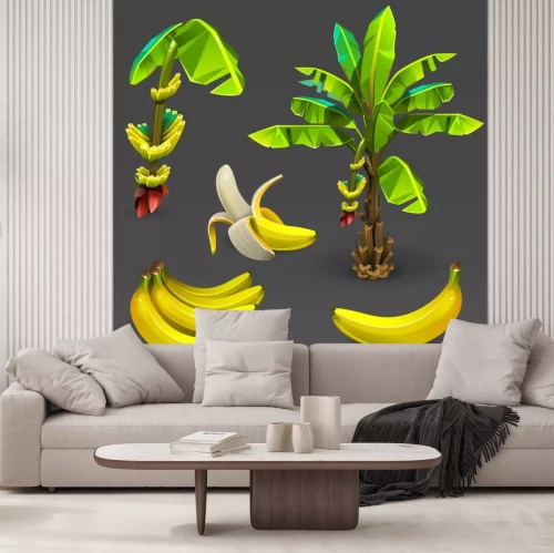 Sticker Banane und Bananenbäume digitale Grafiken 3D