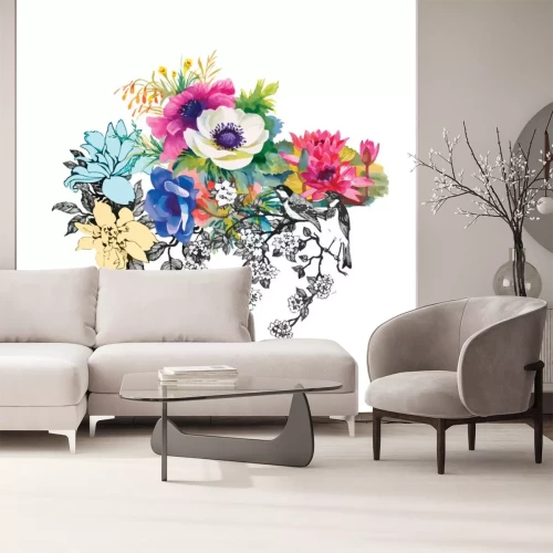 Sticker Nahtlose Muster Aquarell Blumen, Papier, Textil, Stoff, Wrapper, Tapete, Vektor