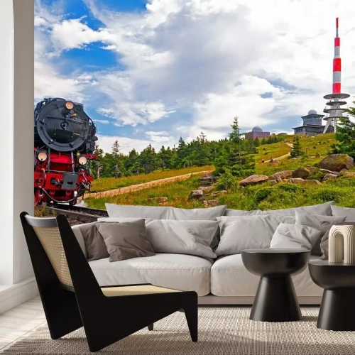 Sticker Der Brocken im Harz mit Brockenbahn und Gipfel