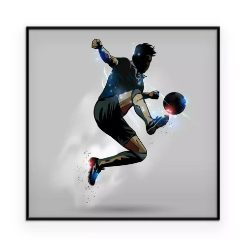 Poster Grafik eines Fußballspielers in Bewegung
