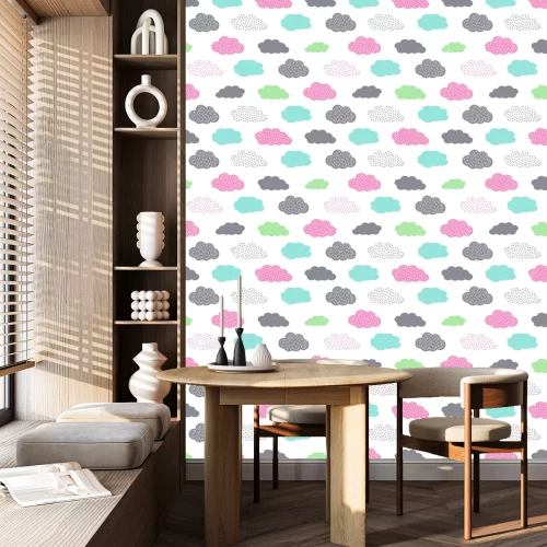 Tapete Kleine bunte Wolken mit Punkten