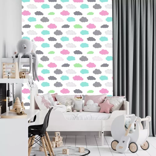 Tapete Kleine bunte Wolken mit Punkten