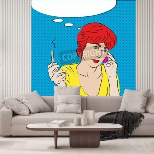 Fototapete Pop Art sprechende Frau