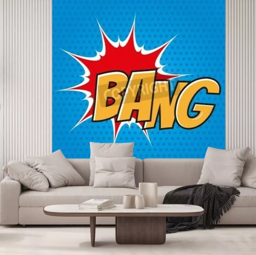 Fototapete Gelbe Inschrift auf blauem Hintergrund