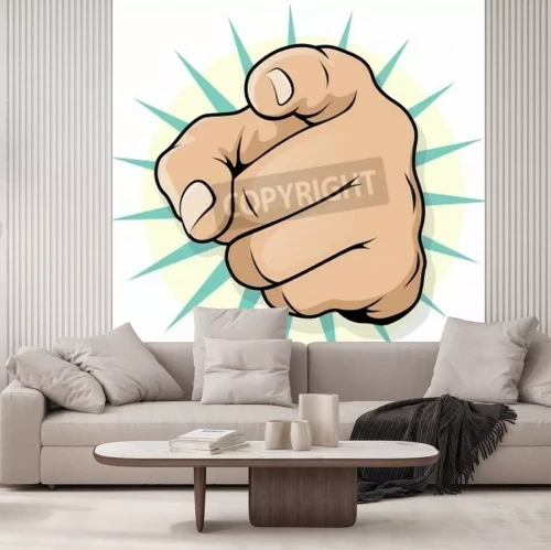 Fototapete Zeigende Hand im Pop-Art-Stil