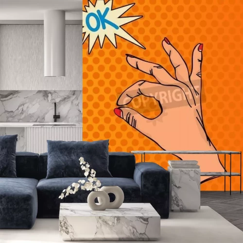 Fototapete Pop-Art-Illustration mit der Hand