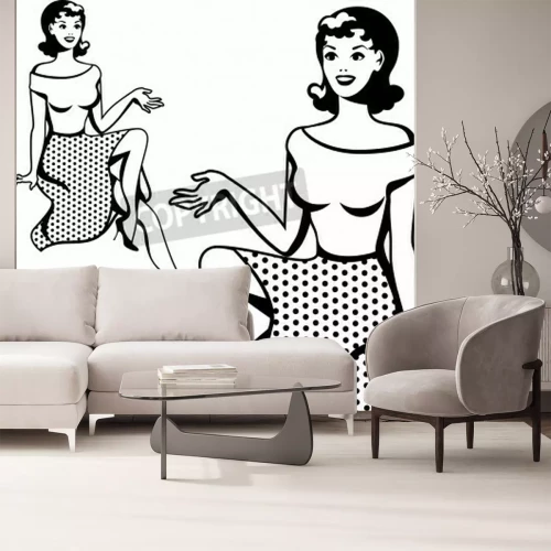 Fototapete Monochrome Figur einer Frau Pop Art