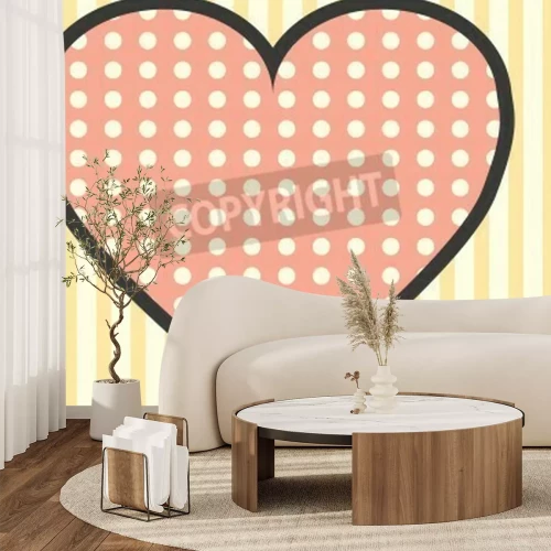 Fototapete Herz mit Streifen im Hintergrund