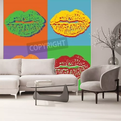Fototapete Pop Art Lippen gefärbt
