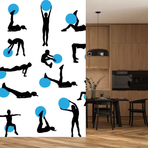 Sticker Frau Pilates Workout Sammlung - Vektor