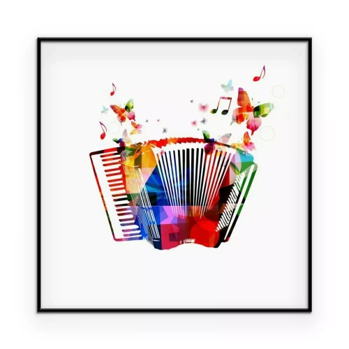 Poster Akkordeon mit Schmetterlingen im künstlerischen Stil