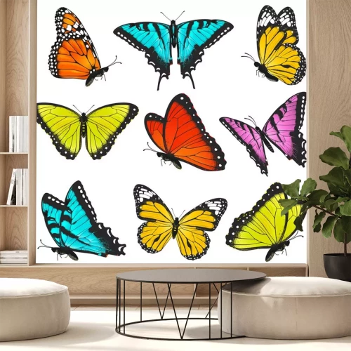 Sticker Große Schmetterlinge auf weißem Hintergrund