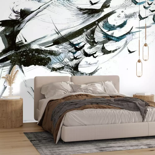 Fototapete Ballerina mit Vögeln